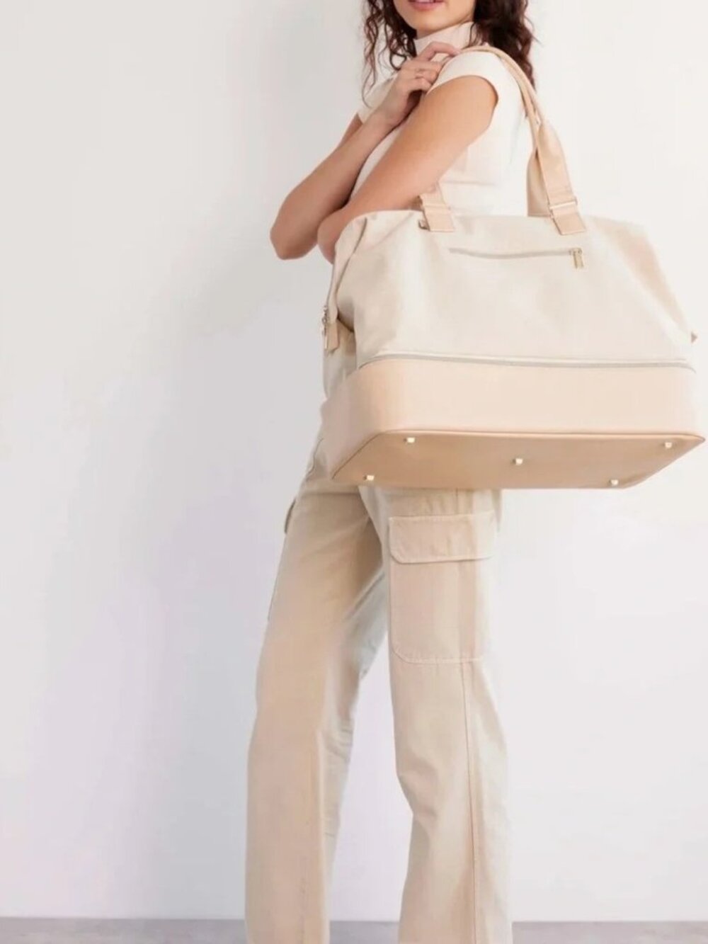 Beis Cream Weekender Bag